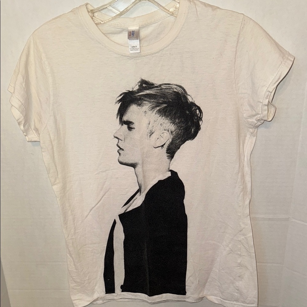 White Graphic T-Shirt with Black Print